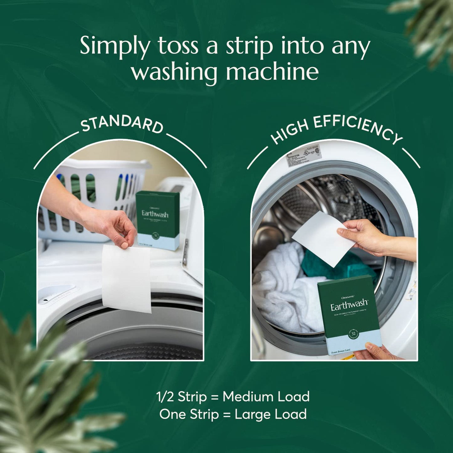 earthwash Laundry Sheets, Ocean Breeze (32 Loads), The Perfect Hypoallergenic Plastic Free Detergent Strips, Ideal for TravelHome. Biodegradable-Easy