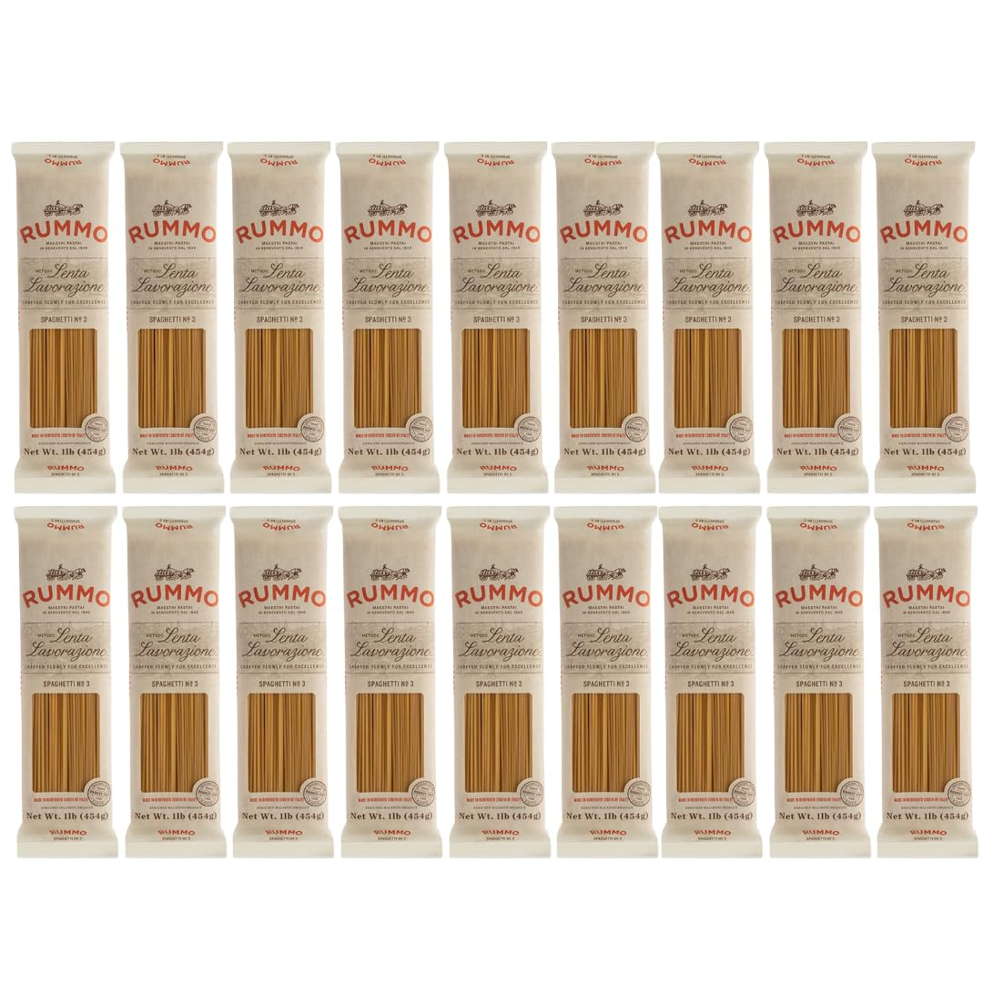 Rummo Spaghetti Pasta N.3 - Spaghetti Pasta Noodles, Durum Wheat Pasta, Thin Spaghetti Noodles, Italian Pasta, Dry Pasta - 16 Ounce (Pack of 18)
