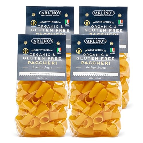 Carlino's Gluten-Free Paccheri | Organic Corn and Rice Flour | Bronze Die Cut | Air Dried | Sugar-Free | Superior Texture, USDA Organic, Made in