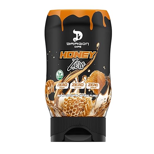 Dragon Pharma Dragon Dips, Dairy and Gluten Free, Low Calorie Syrup, Zero Sugar, Perfect for Desserts (Honey)