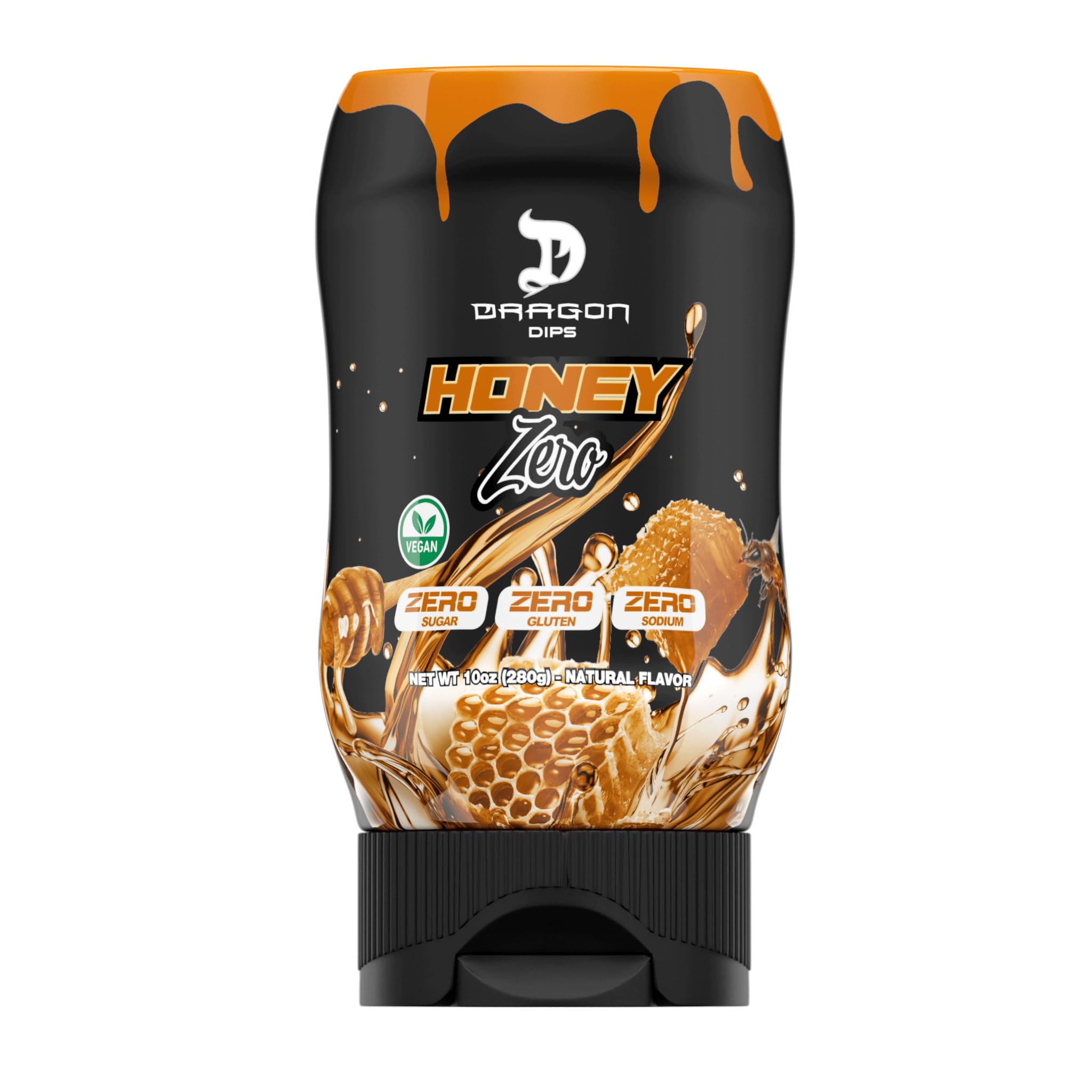 Dragon Pharma Dragon Dips, Dairy and Gluten Free, Low Calorie Syrup, Zero Sugar, Perfect for Desserts (Honey)