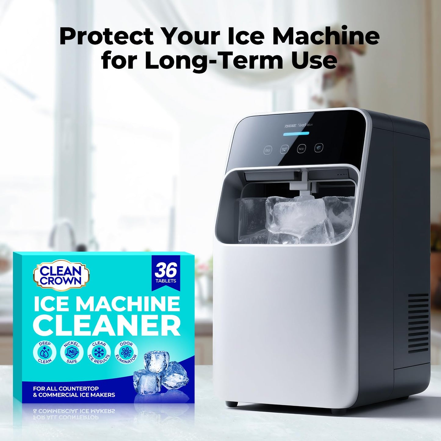 CleanCrown Ice Machine Cleaner (36 Pack), Ice Machine Descaler, Nickel Safe Cleaner and Descaler for Frigidaire, Opal, GE Profile, Kitchenaid