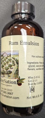 OliveNation Rum Baking Emulsion, Water Soluble, Kosher, Gluten Free, Vegan Flavoring - 4 ounces