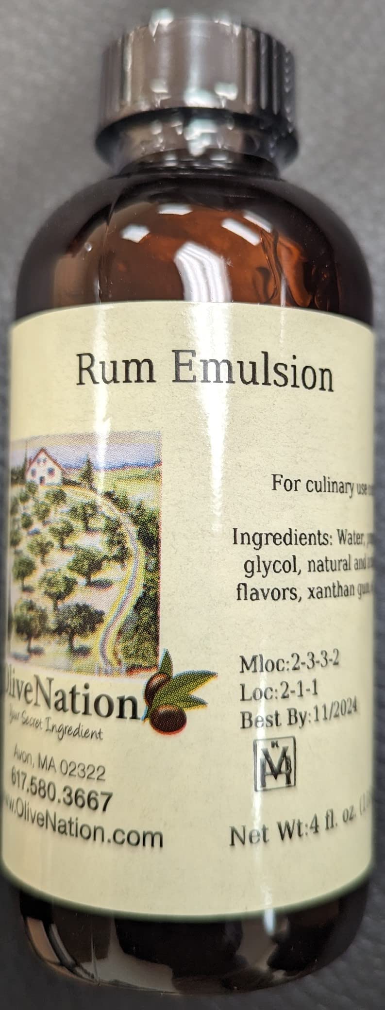 OliveNation Rum Baking Emulsion, Water Soluble, Kosher, Gluten Free, Vegan Flavoring - 4 ounces