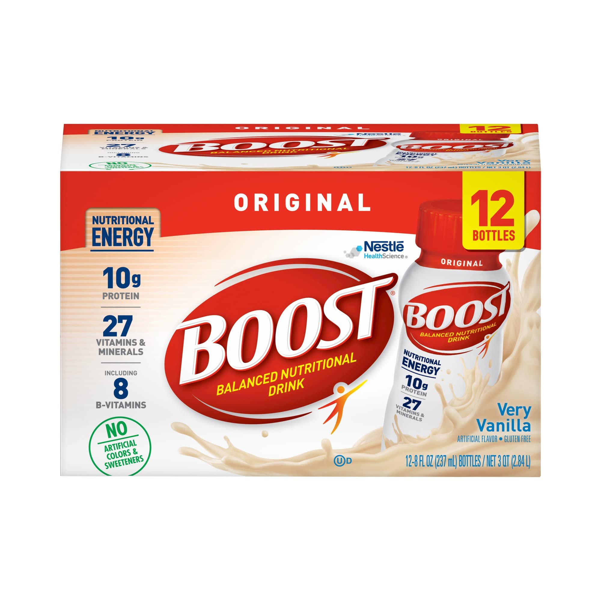 BOOST Original Complete Nutritional Drink, Very Vanilla, 8 Ounce Bottle (Pack of 12)