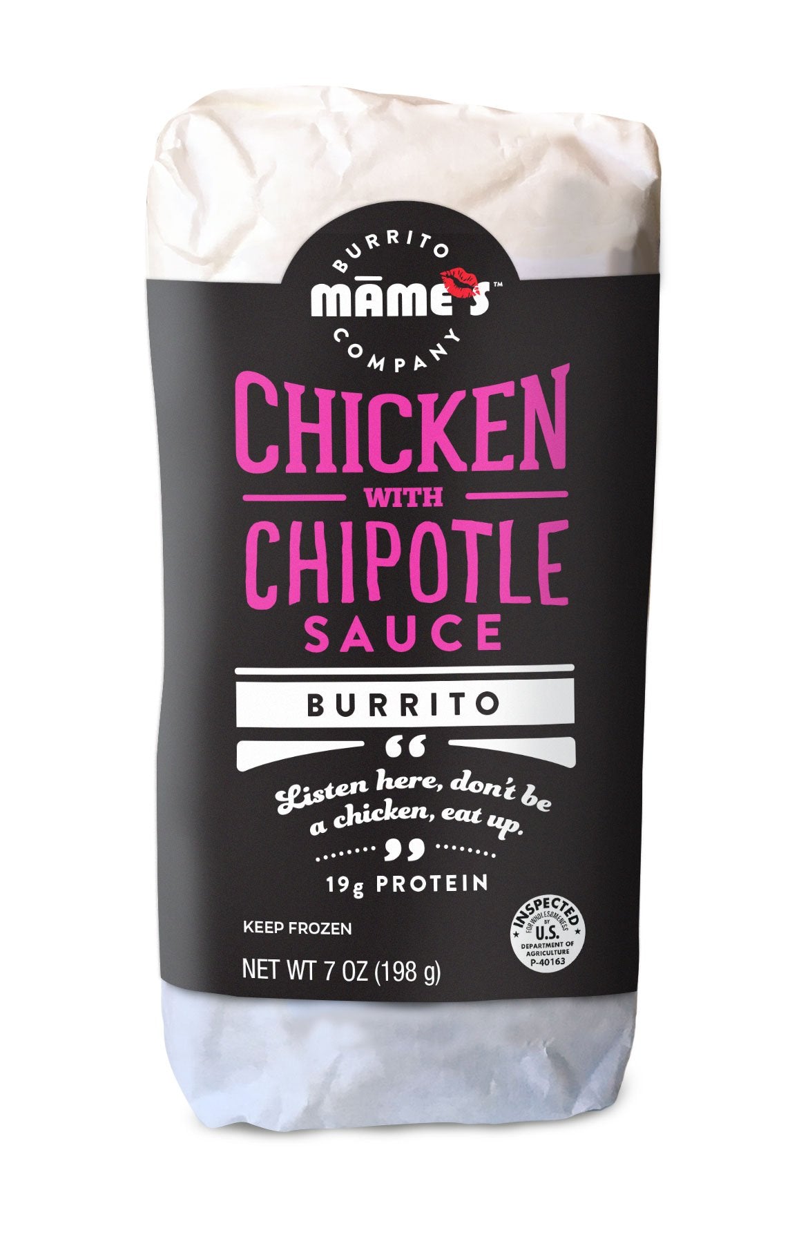 Mame's Burrito Company Chicken with Chipotle Sauce Burrito, 7 Ounce (Pack of 12)