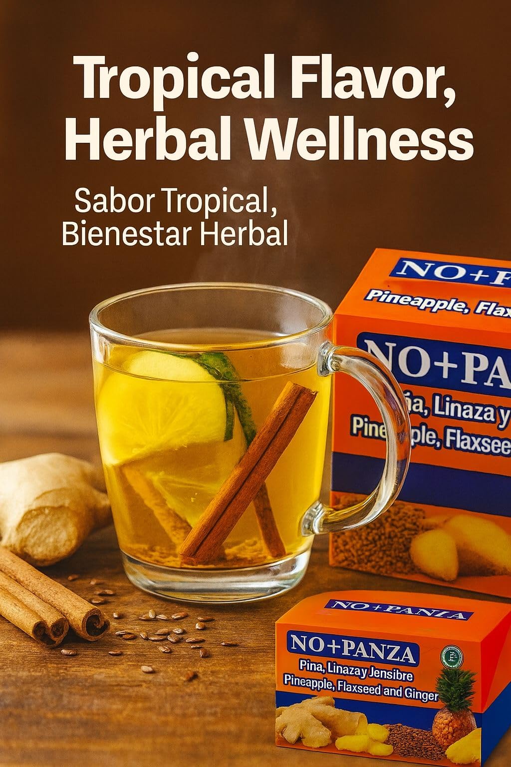Ginger, Pineapple, Cinnamon & Flaxseed Herbal Tea - 2 Pack (30 Tea Bags Each) by High Supreme - 100% Natural, Vegan, Caffeine-Free Infusion