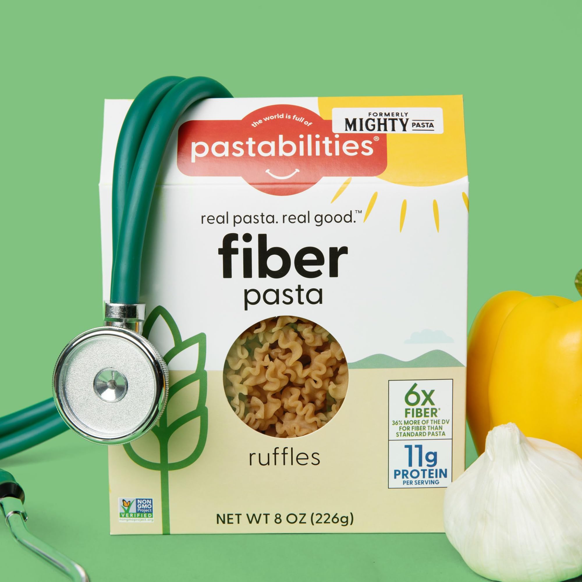 Pastabilities High Fiber Pasta - Ruffles Shaped Wheat - 11g Protein per serving, Delicious Taste & Texture, Excellent Source of Prebiotic Fiber