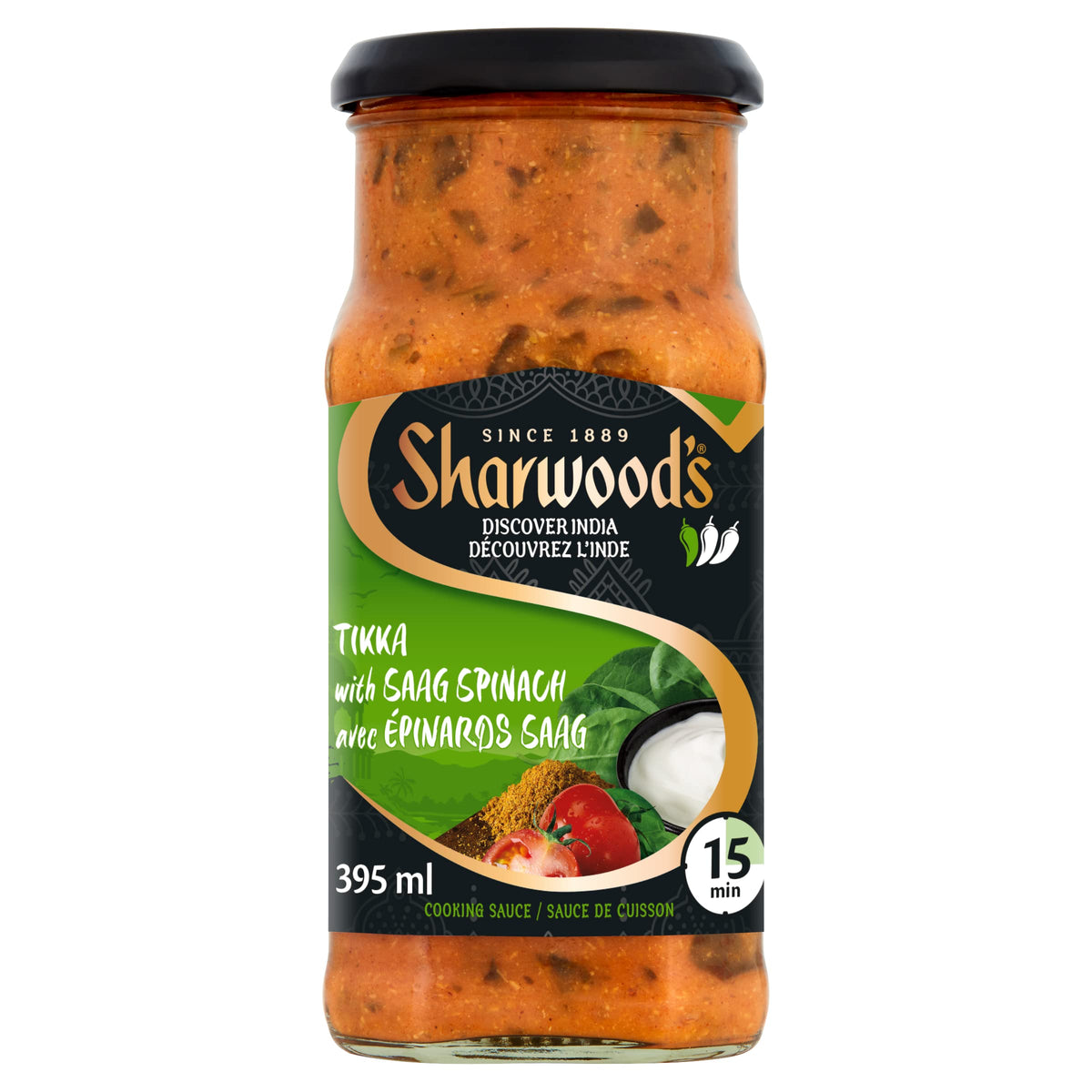 SHARWOODS Tikka & Saag Spinach Sauce, 395 ML