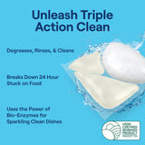 Seventh Generation Triple Action Clean Automatic Dishwasher Detergent Packs with Bio-Enzyme Power, Free & Clear, Fights 48-hour Stuck-on Food, 54