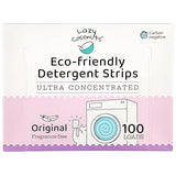 LAZY COCONUTS Eco Friendly, Plant Powered Laundry Detergent Strips - 100 Loads - Fragrance Free, Unscented, Ultra Concentrated, Earth Friendly No