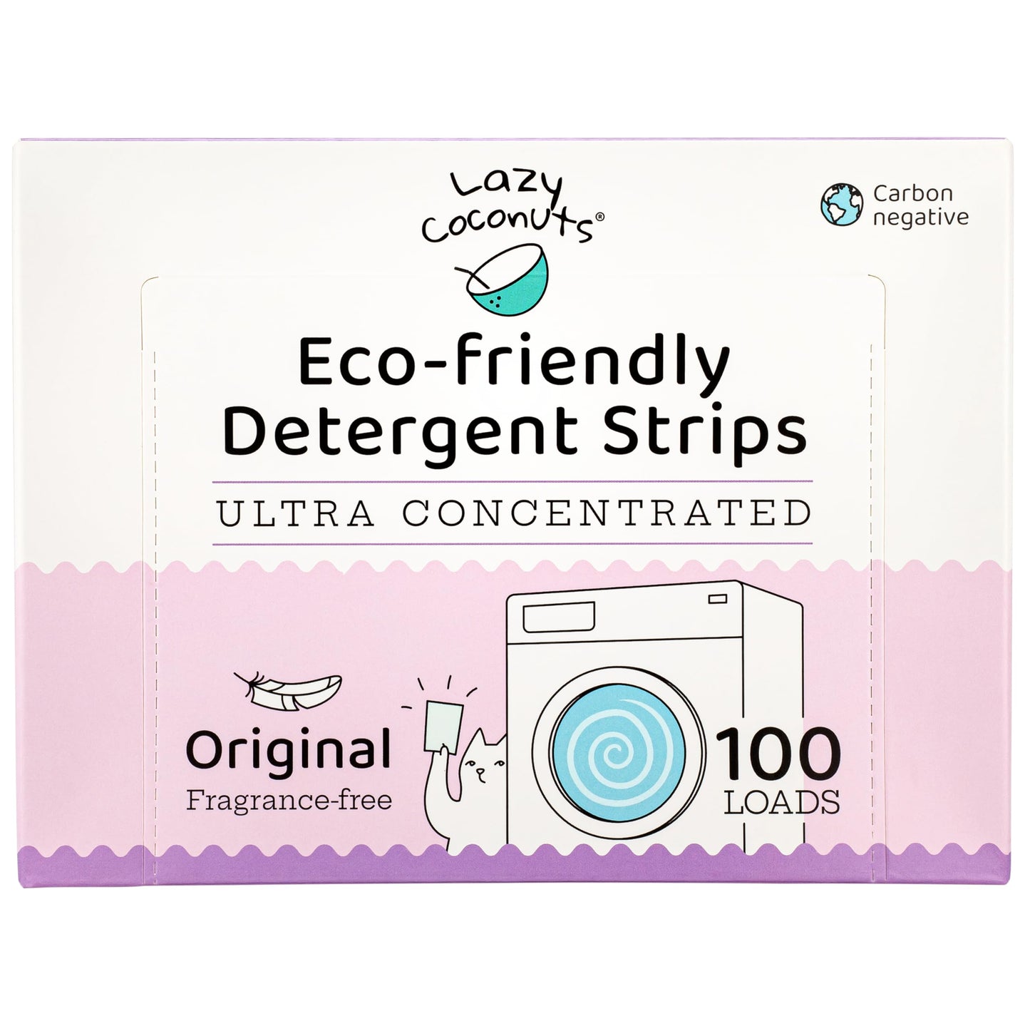 LAZY COCONUTS Eco Friendly, Plant Powered Laundry Detergent Strips - 100 Loads - Fragrance Free, Unscented, Ultra Concentrated, Earth Friendly No