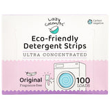 LAZY COCONUTS Eco Friendly, Plant Powered Laundry Detergent Strips - 100 Loads - Fragrance Free, Unscented, Ultra Concentrated, Earth Friendly No