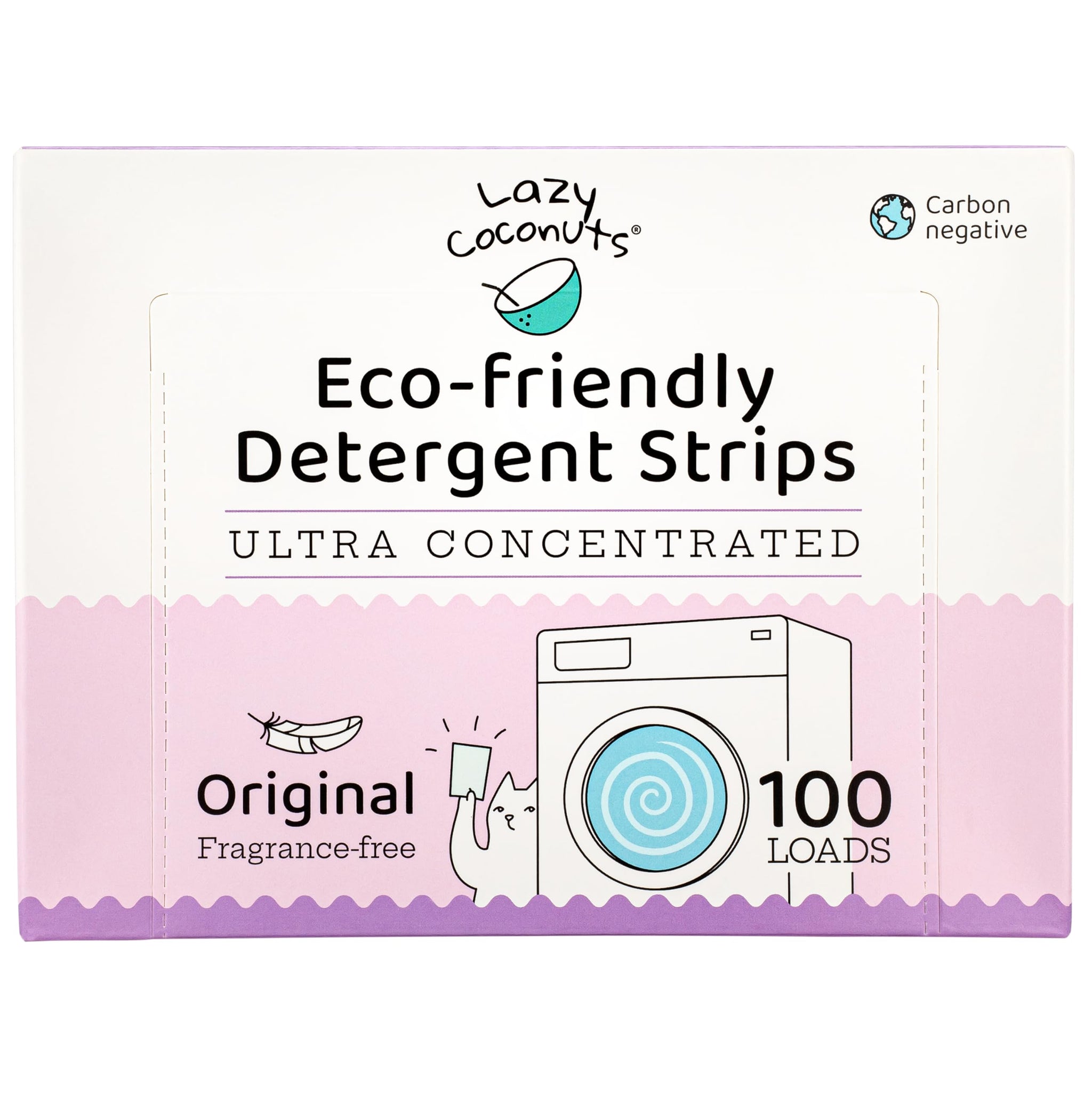 LAZY COCONUTS Eco Friendly, Plant Powered Laundry Detergent Strips - 100 Loads - Fragrance Free, Unscented, Ultra Concentrated, Earth Friendly No