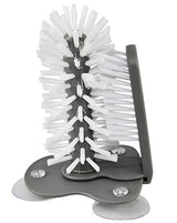 HOME-X Glass Cleaning Brush, Sink Attachment, Bartender Glass Cleaning Brush Set, Easy Glassware Cleaning - Grey & White - 7 ¼” L x 4 ½” W x 4 ¾” H