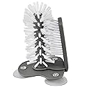 HOME-X Glass Cleaning Brush, Sink Attachment, Bartender Glass Cleaning Brush Set, Easy Glassware Cleaning - Grey & White - 7 ¼” L x 4 ½” W x 4 ¾” H