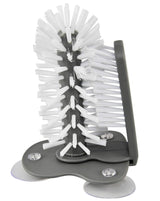 HOME-X Glass Cleaning Brush, Sink Attachment, Bartender Glass Cleaning Brush Set, Easy Glassware Cleaning - Grey & White - 7 ¼” L x 4 ½” W x 4 ¾” H
