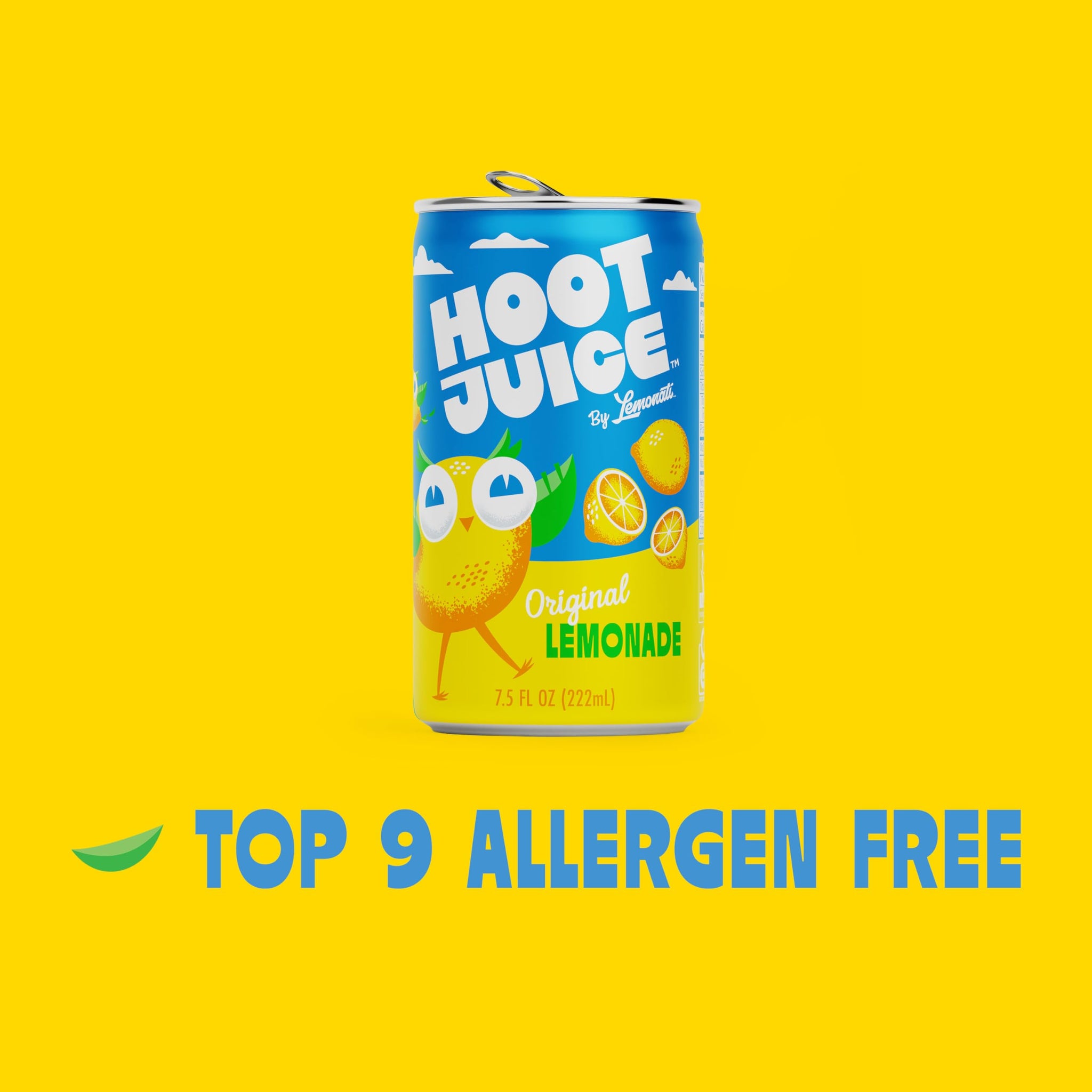 Hoot Juice Lemonade By Lemonati, No Artificial Sweeteners or Flavors, Gluten-Free, Kosher, Non-GMO, Vegan, 7.5 Fl Oz Mini-Cans, Pack of 12, Original