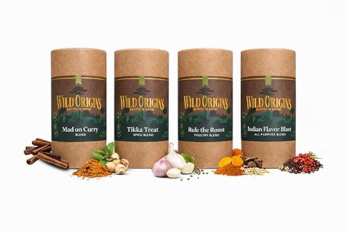 Wild Origins Gourmet Indian Spice Collection - Pack of 4 | Non GMO | Premium Spice Blends | Bold Authentic Flavors | Authentic Ingredients | Gift Set