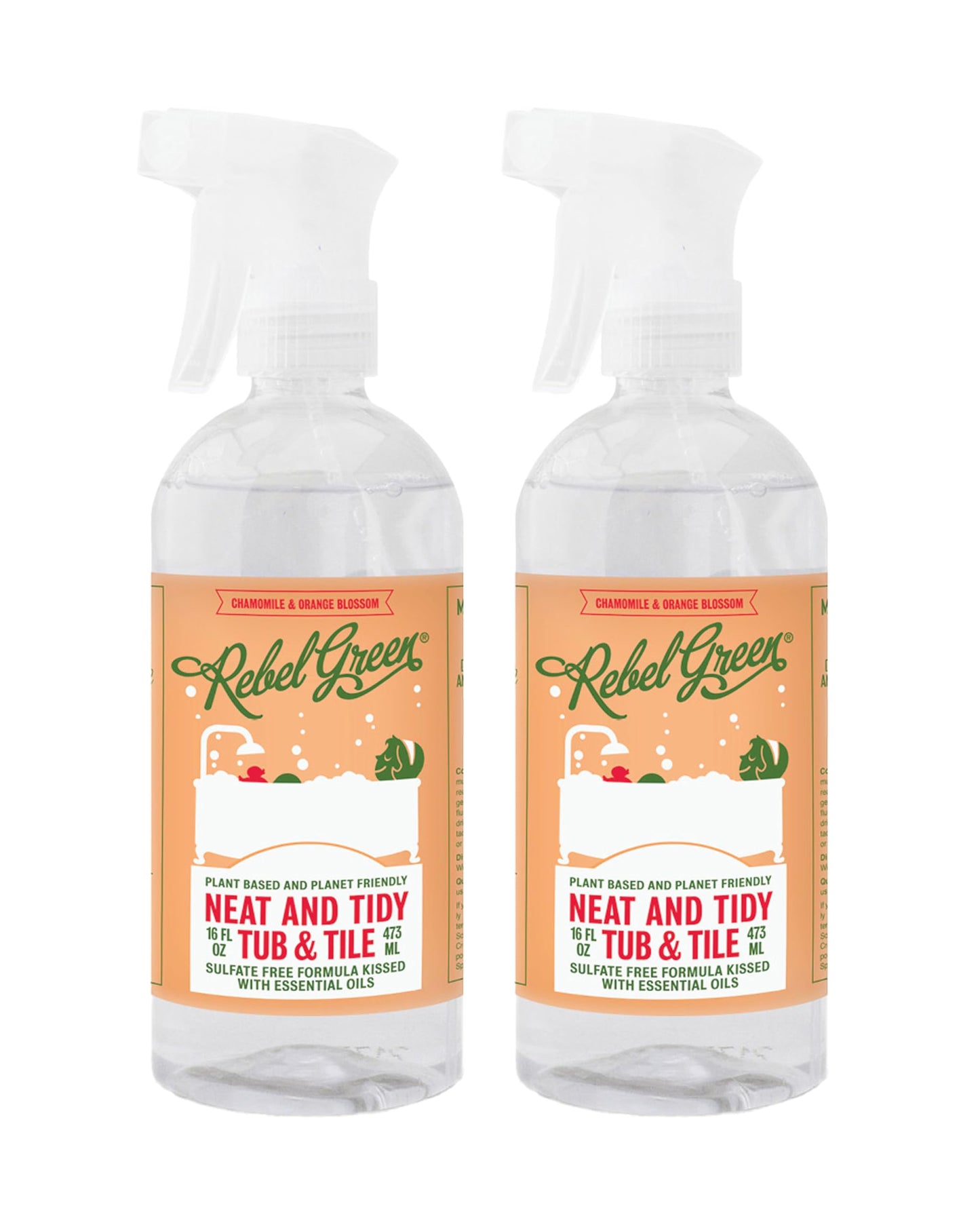 Rebel Green Neat and Tidy Tub & Tile Bathroom Cleaner Spray - Chamomile Orange Blossom Scent - Plant-Based Formula for Showers, Sinks, Tubs, Toilets