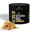 BeePoint 24K Edible Gold Foil Flakes - 30mg Gold Flakes for Cake Decorating, Baking, Cooking, Cupcakes, Chocolates, Drinks - Edible Gold Sheets