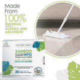 NatureZway Bamboo Floor Wipes|20 Wipes|Natural Bamboo Rayon|Soft and Durable|Works on Wood,Laminate,Tile|Compatible with Most Floor Cleaning
