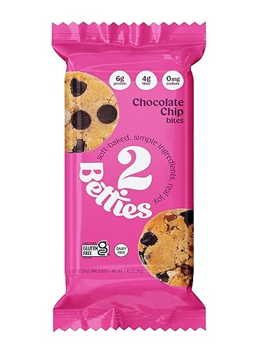 2Betties Chocolate Chip Cookie Snack Bites - Gluten Free Snacks Individually Wrapped, Non-GMO, No Seed Oils, Dairy Free - Almond Flour Cookies