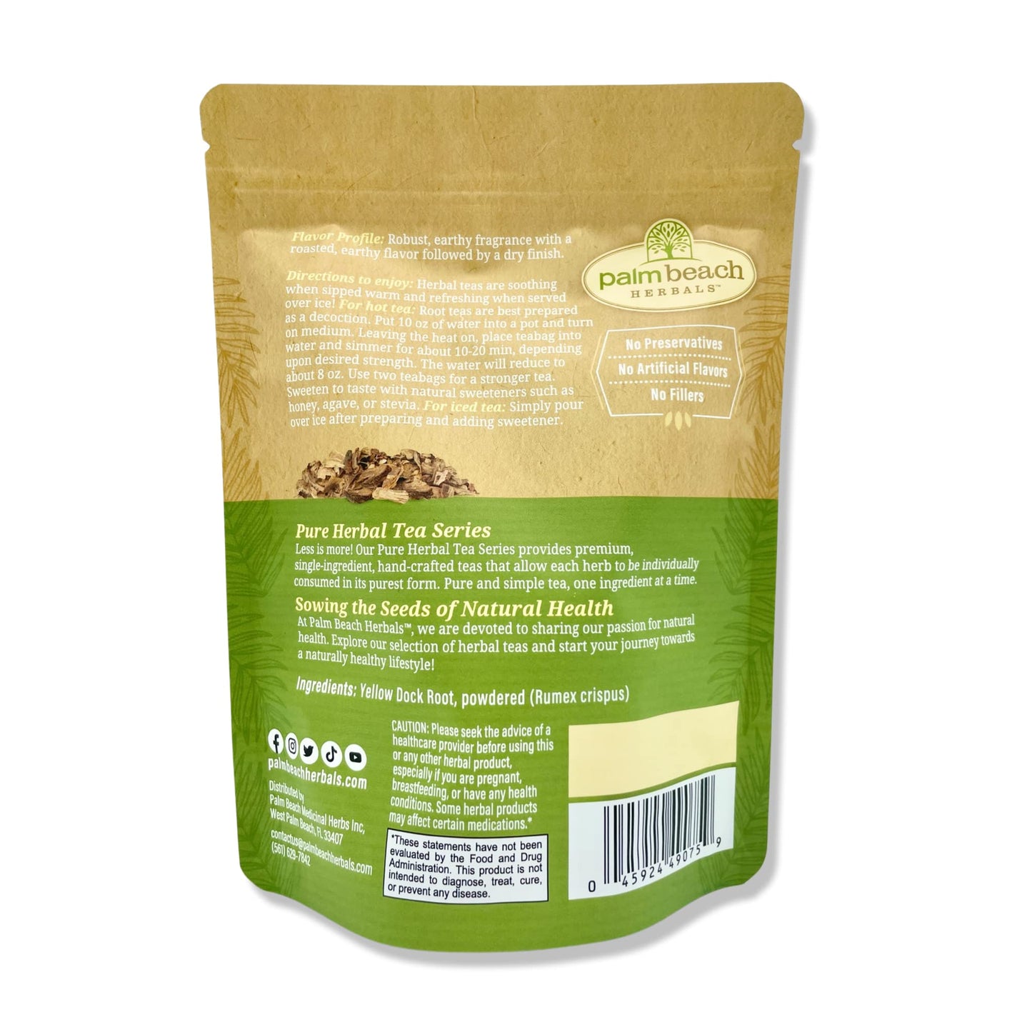 Palm Beach Medicinal Herbs - Yellow Dock Root Tea - Pure Herbal Tea Series, 30ct