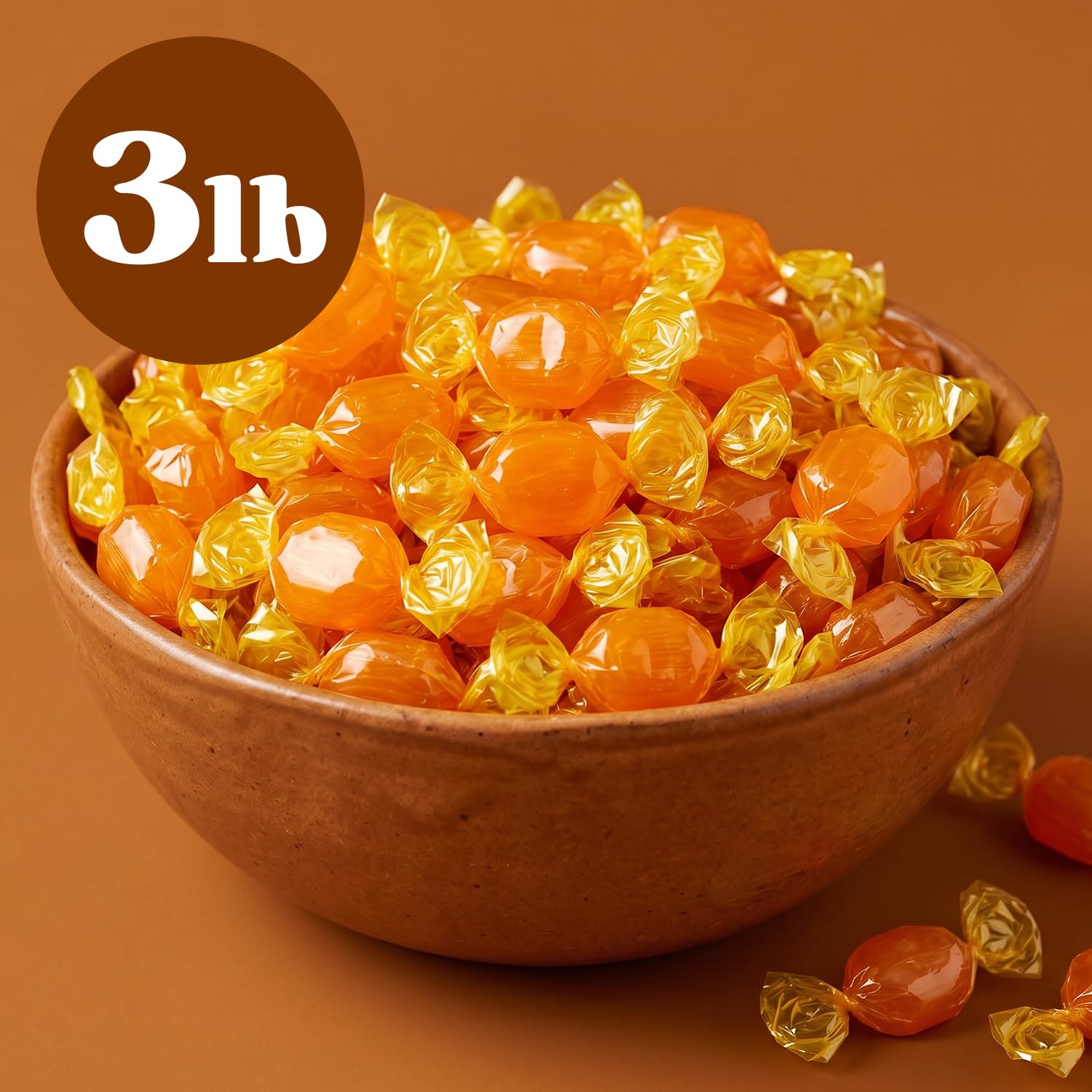 Butterscotch Hard Candy 3 LB Bulk Bag - Individually Wrapped Candy - Yellow Butter scotch Discs Candies for Office, Parties, Bowls and Holidays