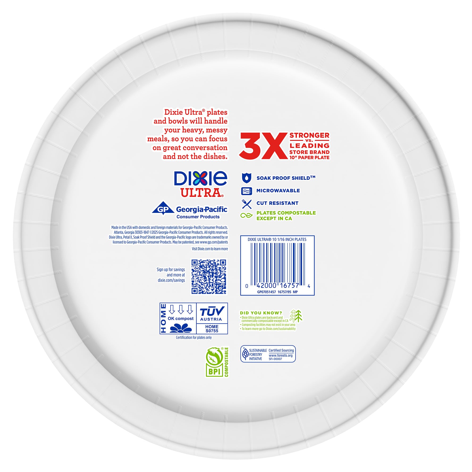 Dixie Ultra Limited Edition Paper Plate, 10 in. Dinner-Size Printed Disposable Plates, 20 ct