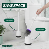 Electric Toilet Brush & Scrubber - Self Cleaning Silicone Toilet Bowl Brush with UVC Light, Rechargeable Wireless Spinning Toilet Brush & Holder Set