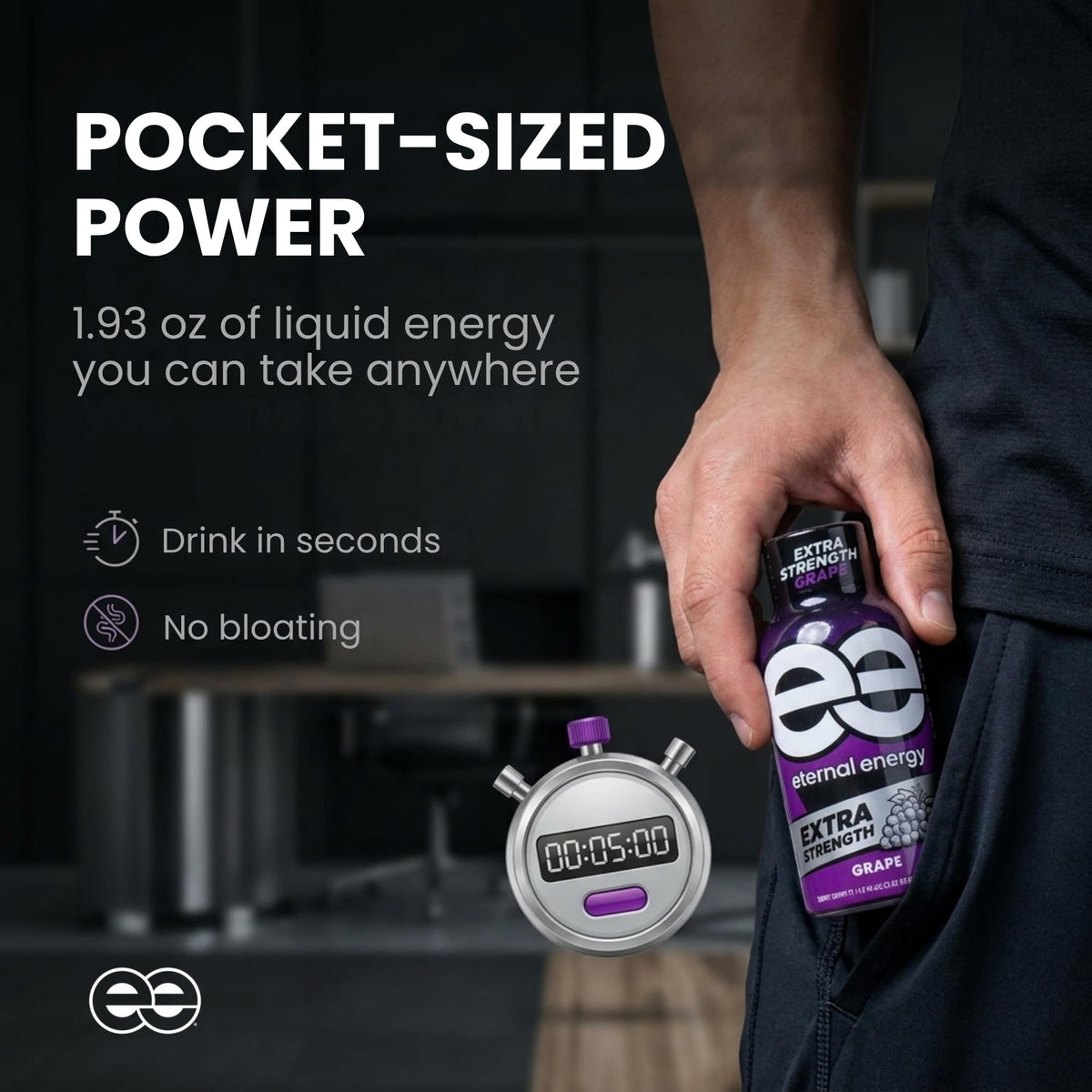 EE Eternal Energy Extra Strength Grape Energy Shot, 280mg Caffeine, 36 Pack