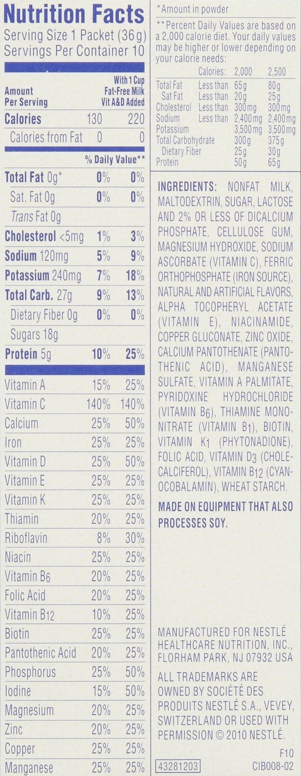 Carnation Instant Breakfast Powder, French Vanilla, 10 pk