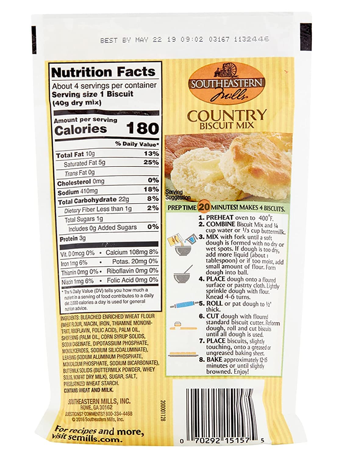 Kauffman Orchards Country Biscuit Mix by Southeastern Mills, 6 Oz. (Case of 24)