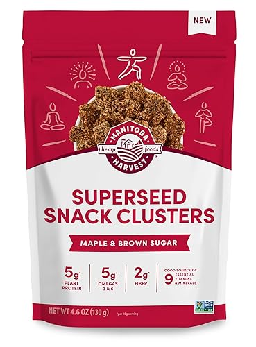 Manitoba Harvest Superseed Snack Clusters, Maple & Brown Sugar - 4.6oz - 5g Plant Protein, 2g Fiber, 5g Omega 3 & 6 per 30g serving - Easy 6-in-1