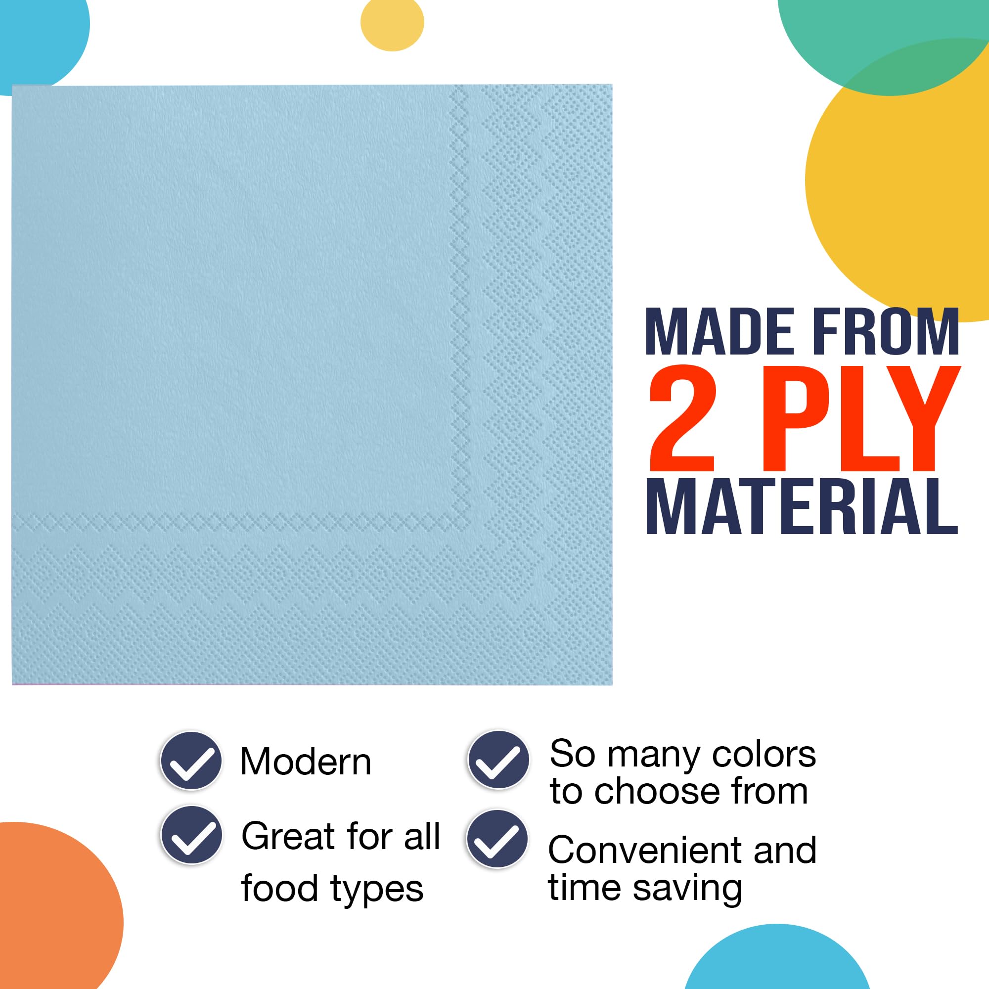 Party Solids Light Blue Napkins Disposable Everyday 50 Pcs 2 Ply Light Blue Dinner Napkins Paper Everyday For Parties & Party Supplies