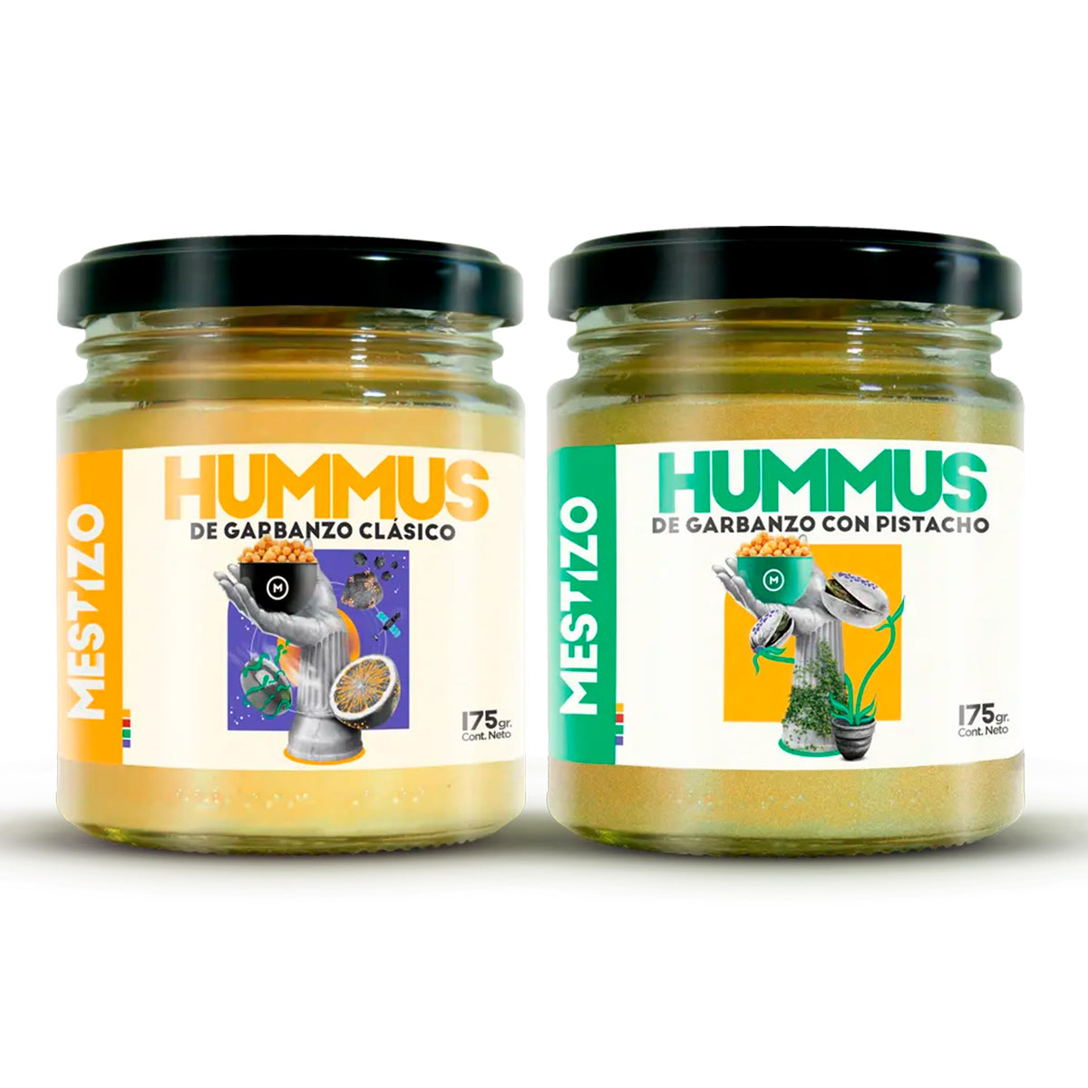 THEARG THE ARG | Pack Chickpeas Hummus Classic + Hummus with Pistachios | for Chips Crackers Bread and More | Natural Healthy Snacks