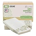 SimuLinen Gold Floral Disposable Linen Feel Bathroom Paper Towels - Soft, Cloth-Like, Single-Use, 12"x17" 500ct (Made in USA)