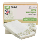 SimuLinen Gold Floral Disposable Linen Feel Bathroom Paper Towels - Soft, Cloth-Like, Single-Use, 12"x17" 500ct (Made in USA)