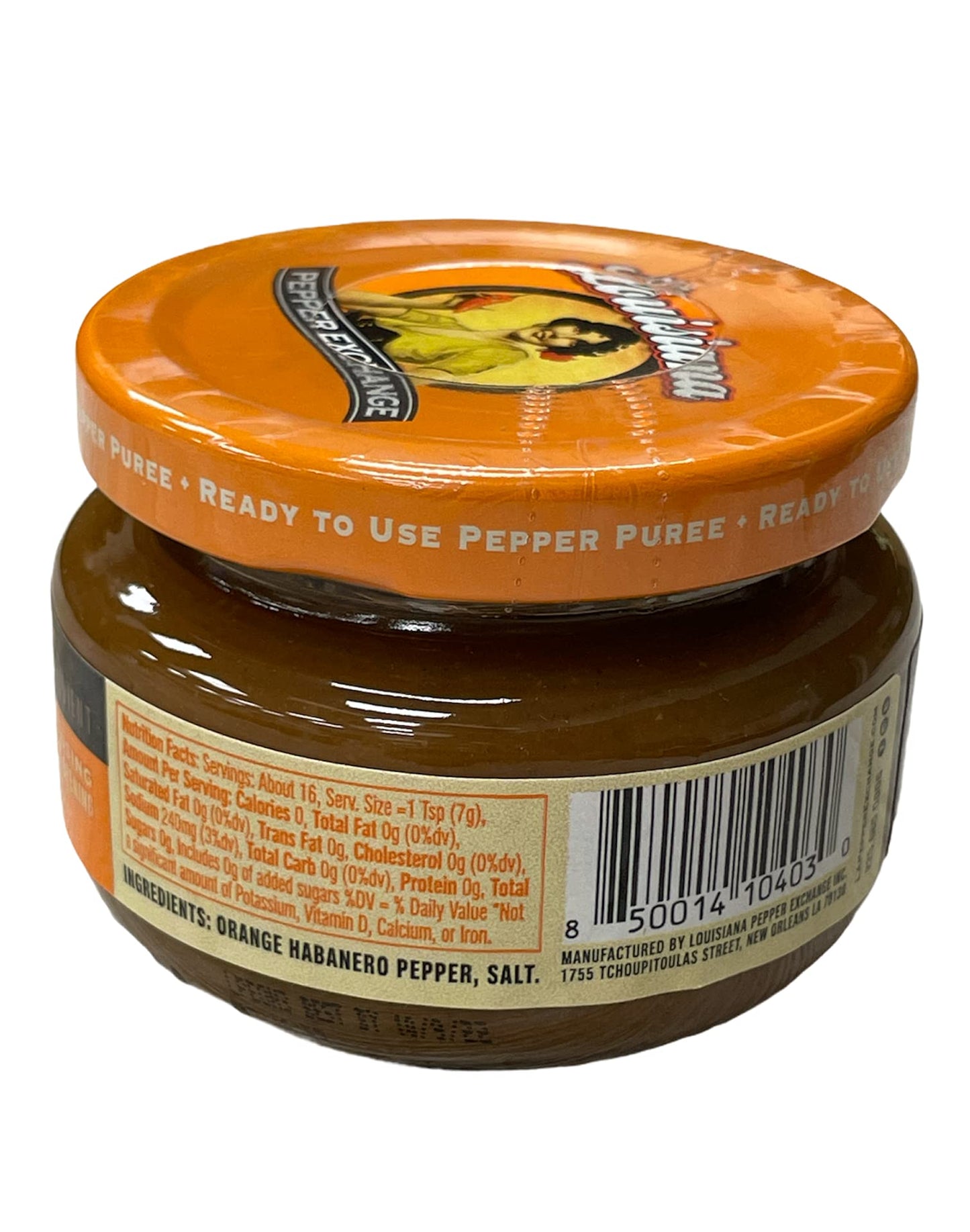 Orange Habanero Pepper - Louisiana Pepper Exchange - Fresh Pepper Replacement (Orange Habanero Pepper Puree) 1 Jar - Plant-Based, Gluten-Free, Simple