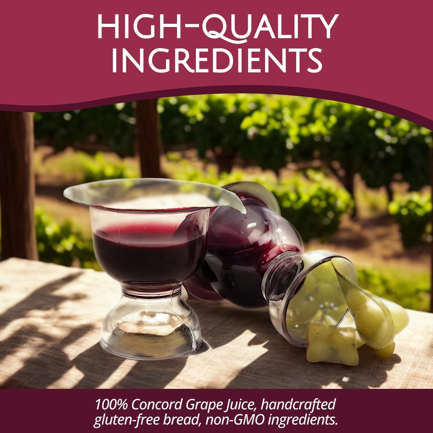 TrueVine Chalice Communion Cups and Wafer Set - Prefilled Cups with Gluten Free Unleavened Bread & Grape Juice - Carefully Packaged & Easy to Open