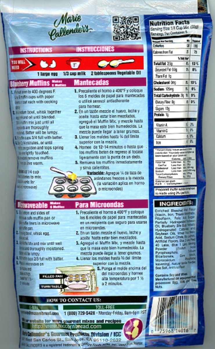 3 Pack Variety Pack Marie Callender's Muffin Biscuit Mix Instrucciones En Espanol