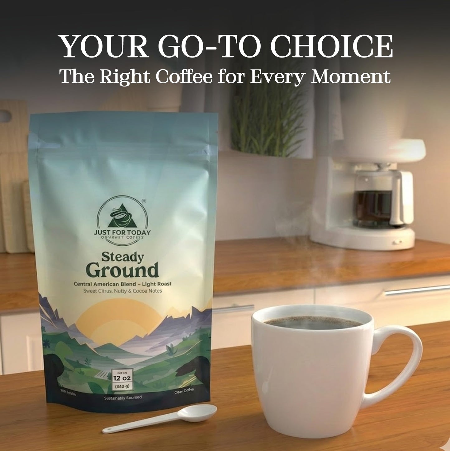 Just for today Gourmet coffee central american Blend, Light Roast, 100% arabica 12oz (Pack of 1)