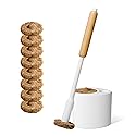 TUSHY Toilet Brush 2.0 Set: with Cleanser-Infused Pads and Holder (Disposable Planet Friendly Refills), Includes 8 Lemon and Tea Tree Coconut Husk