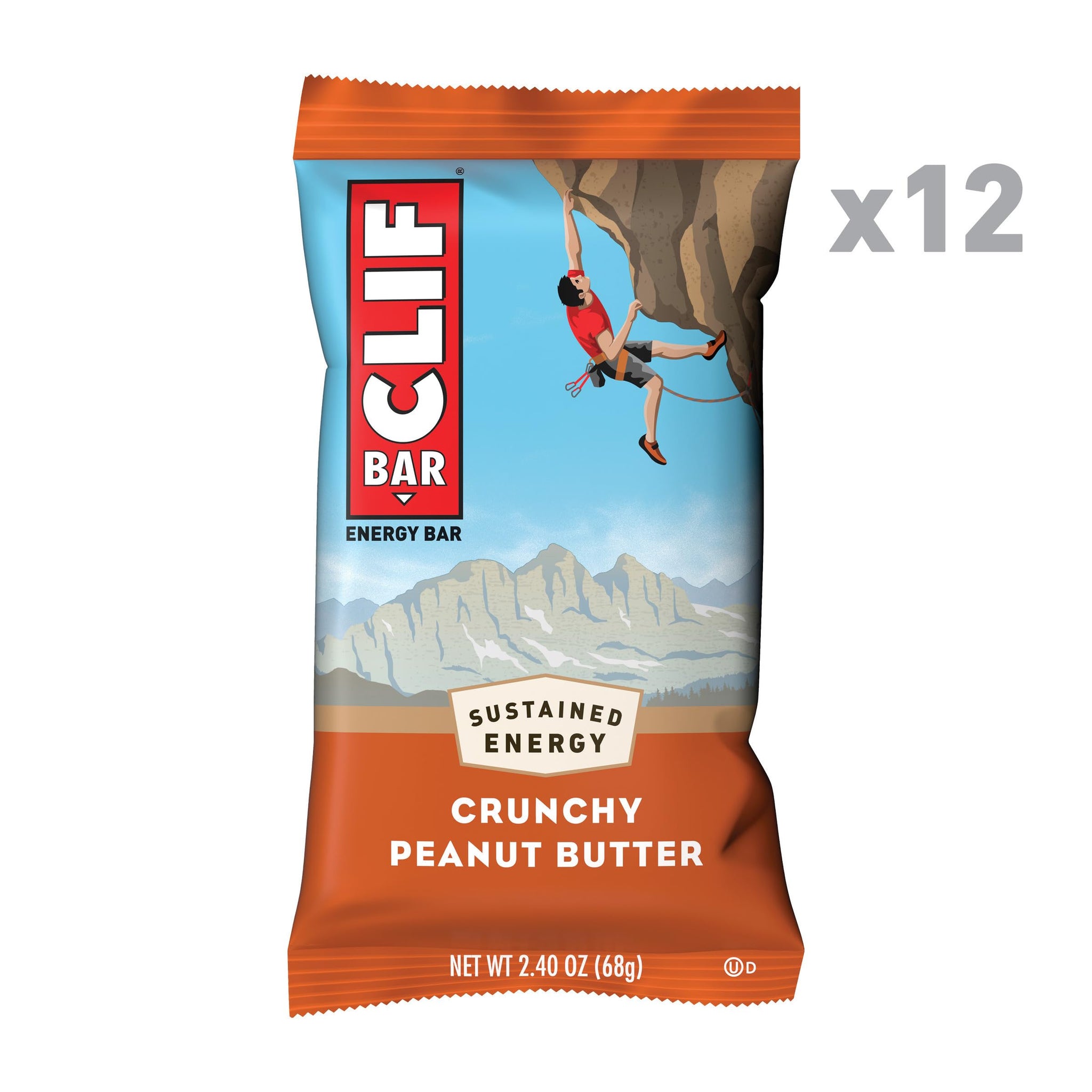 CLIF BAR - Crunchy Peanut Butter - Made with Organic Oats - Energy Bars - Non-GMO - Plant Based Protein Bars (12 Pack)
