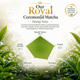 ONE WITH TEA Royal Ceremonial Matcha Powder, Japanese Green Tea, Stone-Ground, Premium Grade, Refined & Smooth Flavor, Ideal for Traditional Matcha