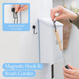 The Moda Collection Magnetic Laundry Lint Bin for Dryer | Wall-Mounted Small Trash Can for Laundry Room | Includes Magnetic Hook & Lint Brush |