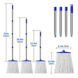Indoor Cotton Mops for Floor Cleaning - Indoor Cleaning Mop for Wood Floors, Tile, Hardwood Floor, 52" Adjustable Stainless Steel Handle Mops to Clean