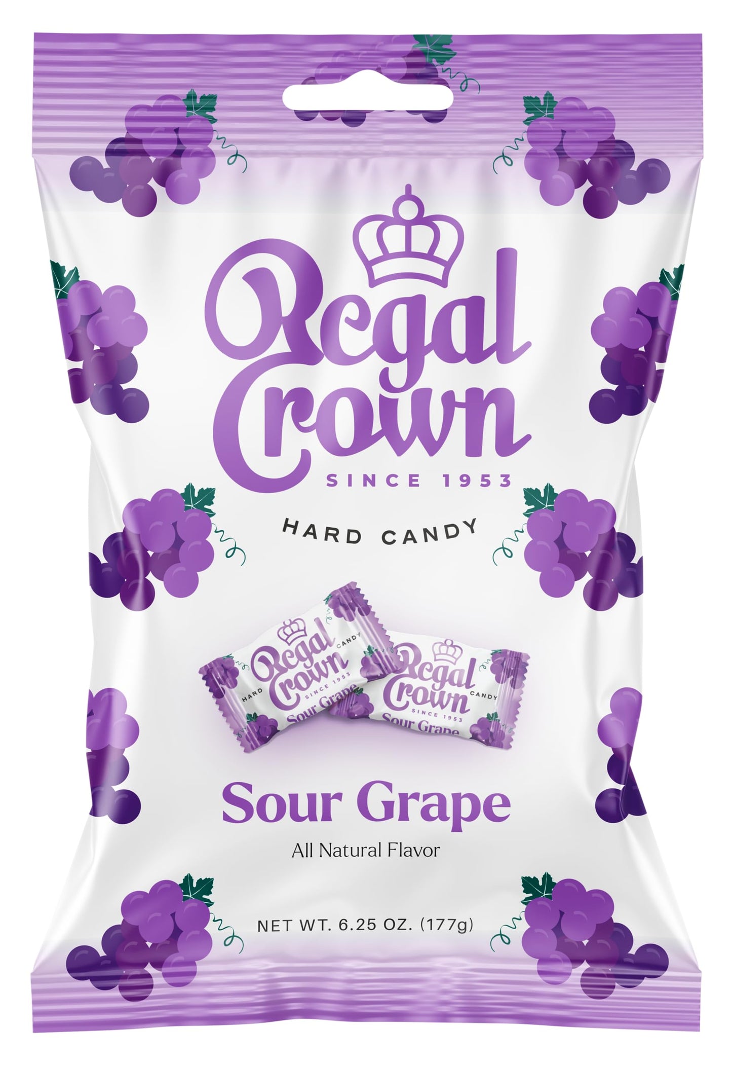 Regal Crown Sour Grape Candy | Traditional Sour Grapes Candy | Tart and Tangy Old Fashioned Sour Grape Hard Candy Brought To You By Iconic Candy |