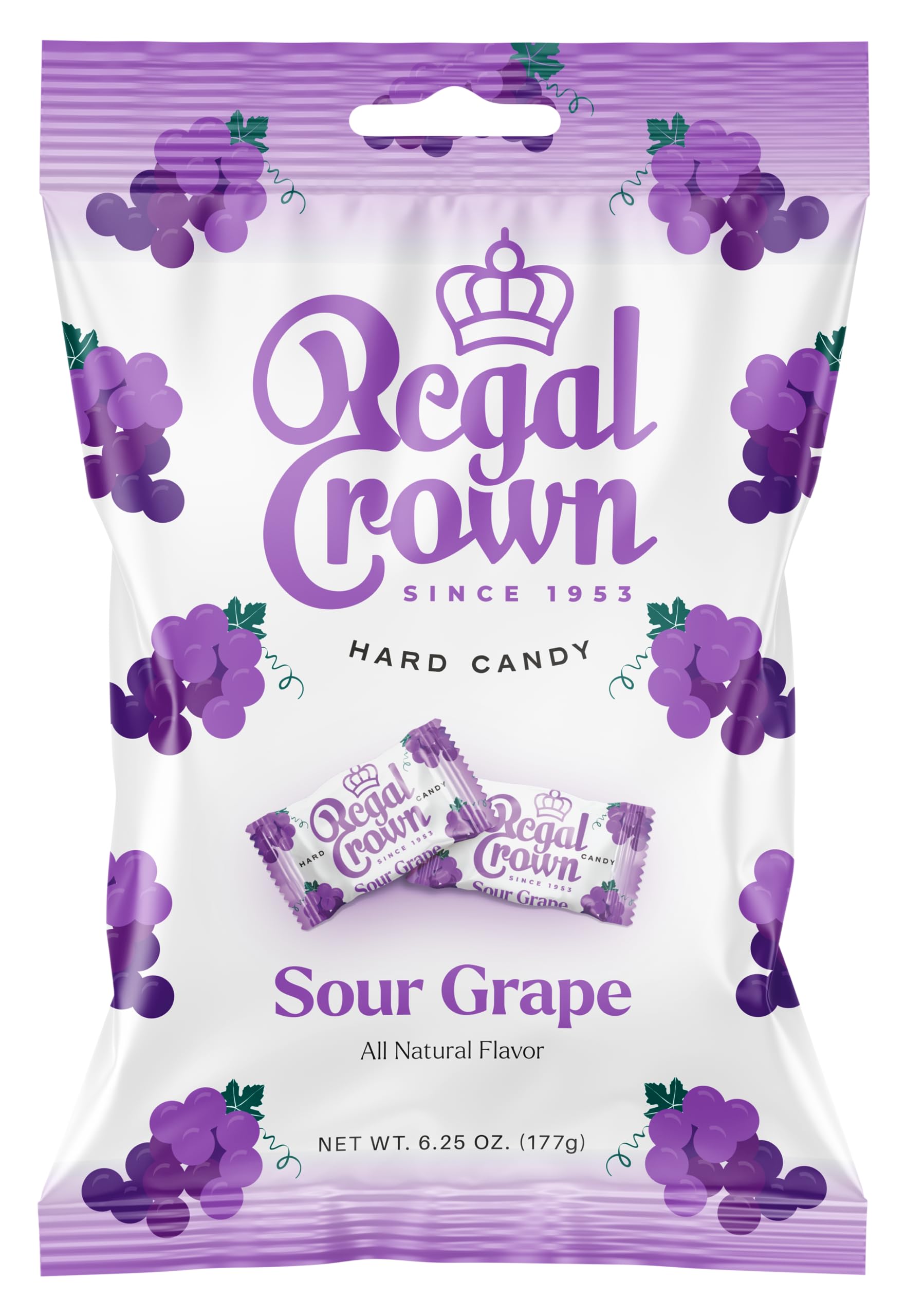 Regal Crown Sour Grape Candy | Traditional Sour Grapes Candy | Tart and Tangy Old Fashioned Sour Grape Hard Candy Brought To You By Iconic Candy |